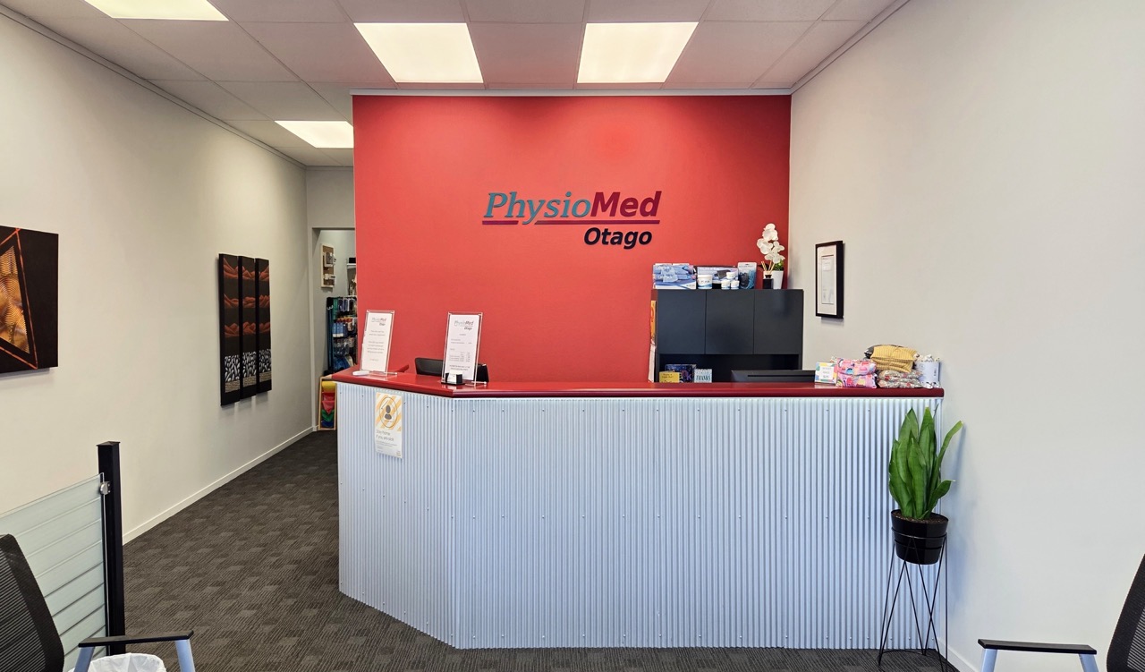 PhysioMed Otago modern physiotherapy clinic reception area in Dunedin, New Zealand